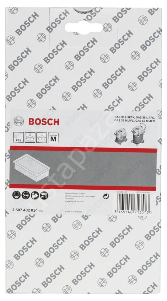 Bosch - Elektrikli Süpürgeler İçin Filtre Nano Kaplamalı (GAS 35 MAFC, GAS 55 MAFC için uygun) 2607432034