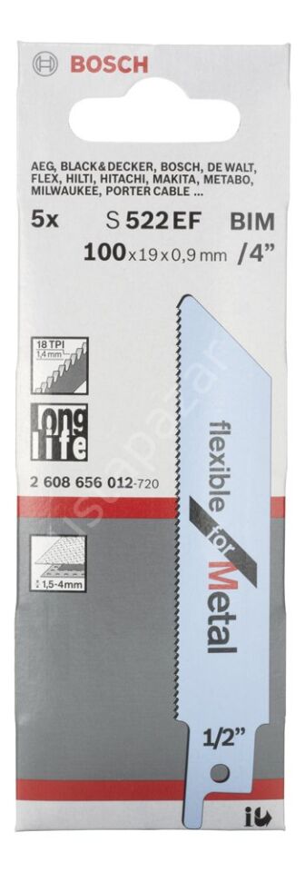 Bosch - Flexible Serisi Metal için Panter Testere Bıçağı S 522 EF - 5'li 2608656012