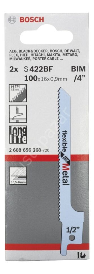 Bosch - Flexible Serisi Metal için Panter Testere Bıçağı S 422 BF - 2'li 2608656268