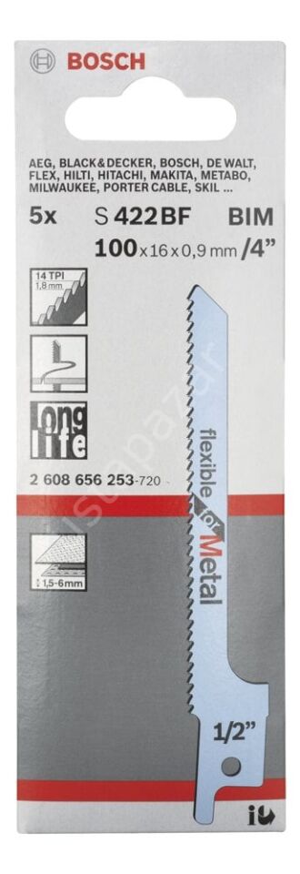Bosch - Flexible Serisi Metal için Panter Testere Bıçağı S 422 BF - 5'li 2608656253