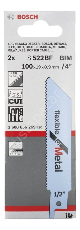 Bosch - Flexible Serisi Metal için Panter Testere Bıçağı S 522 BF - 2'li 2608656269