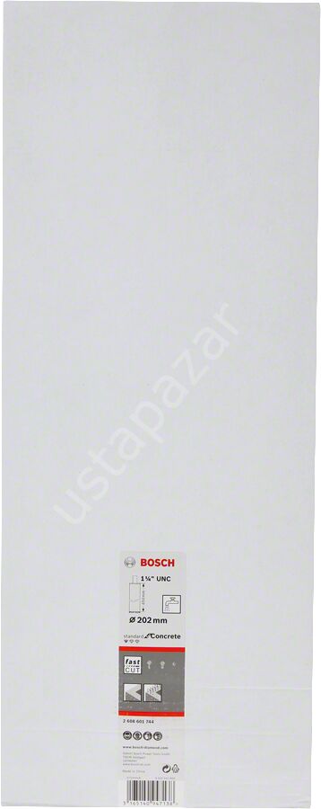 Bosch - Standard Seri Beton İçin 1 1/4'' UNC Girişli Sulu Elmas Karot Ucu 202mm 2608601744