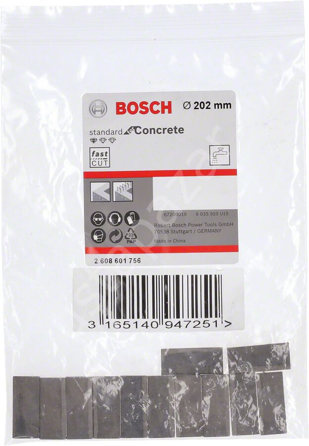 Bosch - Standard Seri Sulu Elmas Karot Ucu Segmanı 202mm 1 1/4'' 12'li 2608601756
