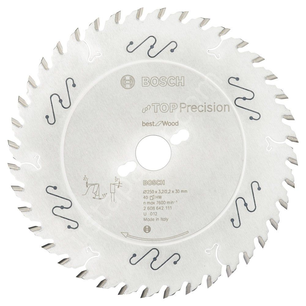 Bosch - Best Serisi Hassas Kesim Ahşap için Daire Testere Bıçağı 250*30 mm 40 Diş 2608642111