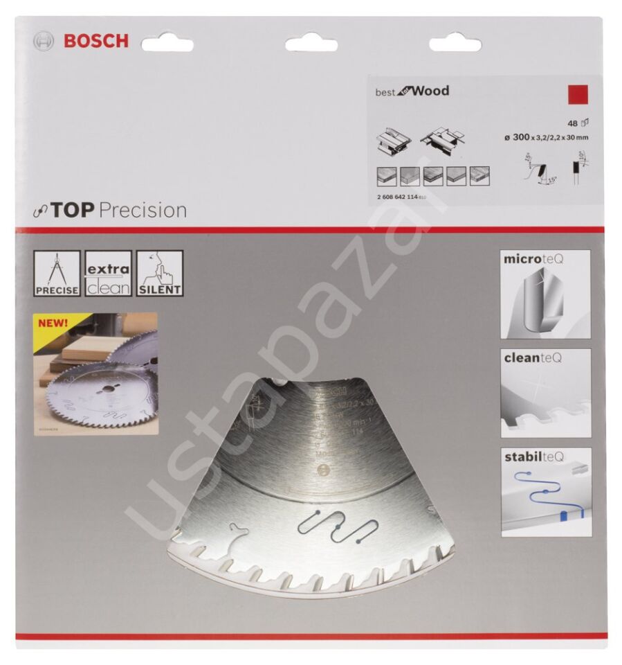 Bosch - Best Serisi Hassas Kesim Ahşap için Daire Testere Bıçağı 300*30 mm 48 Diş 2608642114