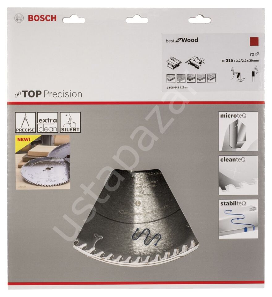 Bosch - Best Serisi Hassas Kesim Ahşap için Daire Testere Bıçağı 315*30 mm 72 Diş 2608642118