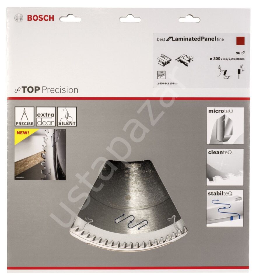 Bosch - Best Serisi Hassas Kesim Cilalı Plaka Malzemeleri için Daire Testere Bıçağı 300*30mm 96 Diş 2608642105