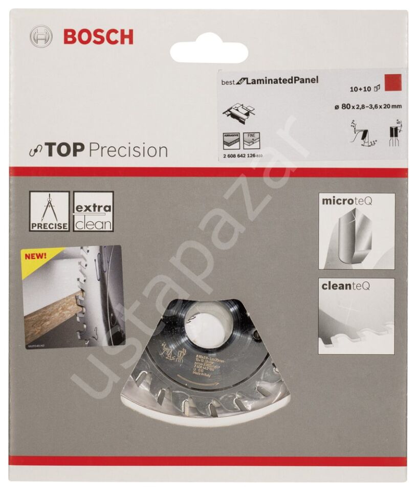 Bosch - Best Serisi Hassas Kesim Lamine Panel için Ön Çizme Bıçağı 80*20 mm 10+10 Diş 2608642126
