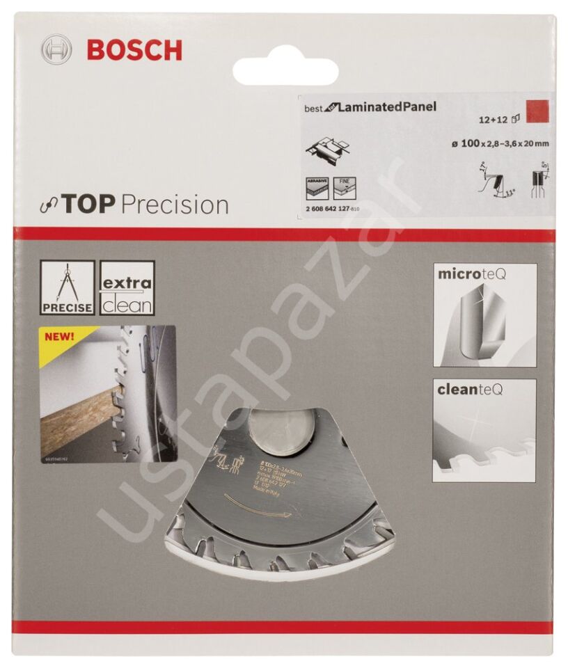 Bosch - Best Serisi Hassas Kesim Lamine Panel için Ön Çizme Bıçağı 100*20 mm 12+12 Diş 2608642127