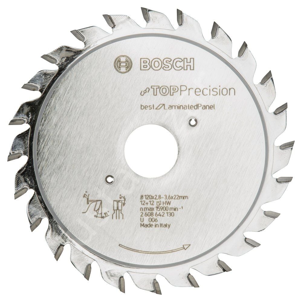 Bosch - Best Serisi Hassas Kesim Lamine Panel için Ön Çizme Bıçağı 120*22 mm 12+12 Diş 2608642130