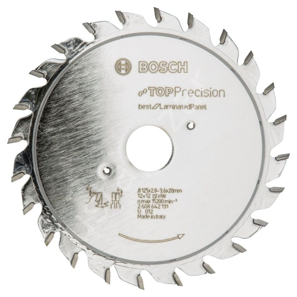Bosch - Best Serisi Hassas Kesim Lamine Panel için Ön Çizme Bıçağı 125*20 mm 12+12 Diş 2608642131