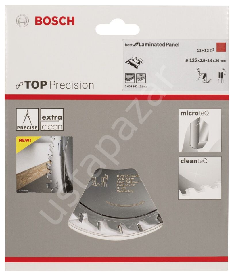 Bosch - Best Serisi Hassas Kesim Lamine Panel için Ön Çizme Bıçağı 125*20 mm 12+12 Diş 2608642131