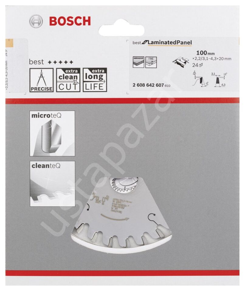 Bosch - Best Serisi Lamine Panel için Konik Ön Çizme Bıçağı 100*20 mm 24 Diş 2608642607