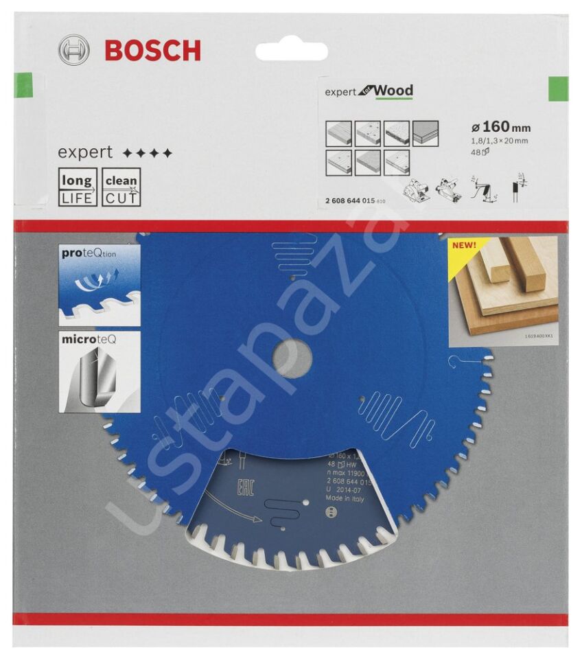 Bosch - Expert Serisi Ahşap için Daire Testere Bıçağı 160*20 mm 48 Diş 2608644015
