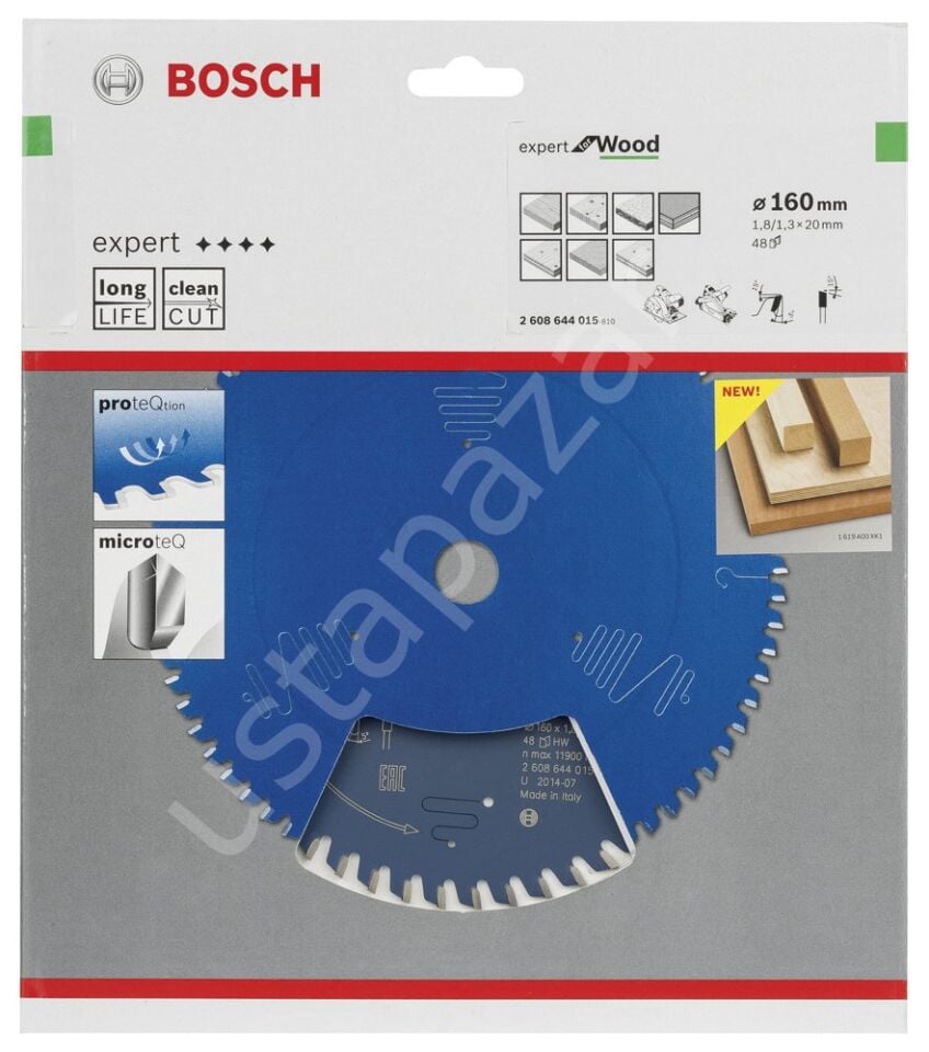 Bosch - Expert Serisi Ahşap için Daire Testere Bıçağı 160*20 mm 48 Diş 2608644015