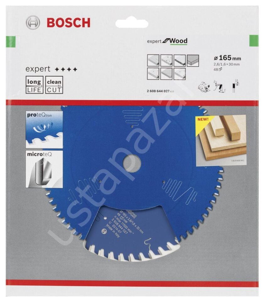 Bosch - Expert Serisi Ahşap için Daire Testere Bıçağı 165*30 mm 48 Diş 2608644027