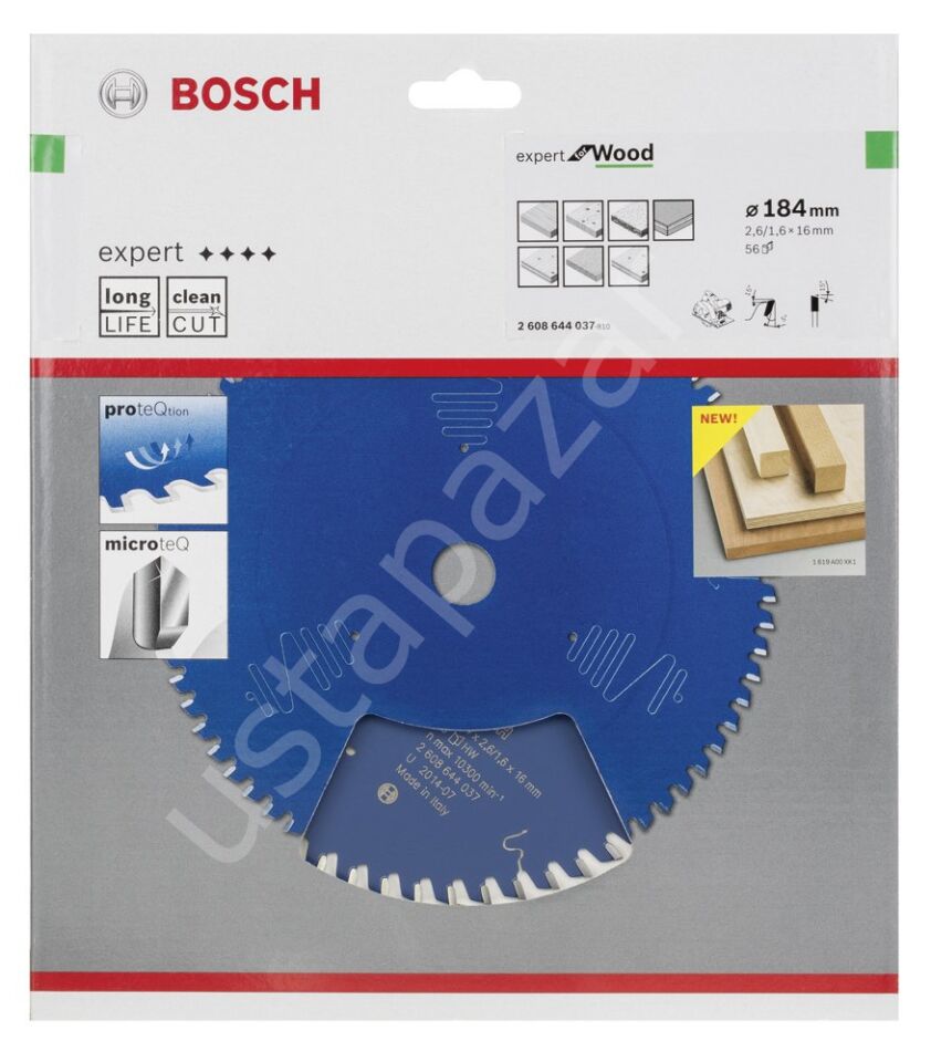 Bosch - Expert Serisi Ahşap için Daire Testere Bıçağı 184*16 mm 56 Diş 2608644037
