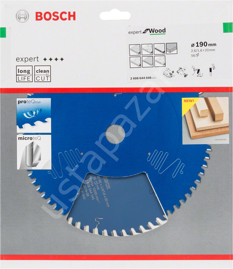 Bosch - Expert Serisi Ahşap için Daire Testere Bıçağı 190*20 mm 56 Diş 2608644046