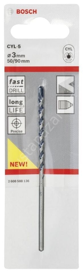 Bosch - cyl-5 Serisi, Blue Granite Turbo Beton Matkap Ucu 3*90 mm 2608588136
