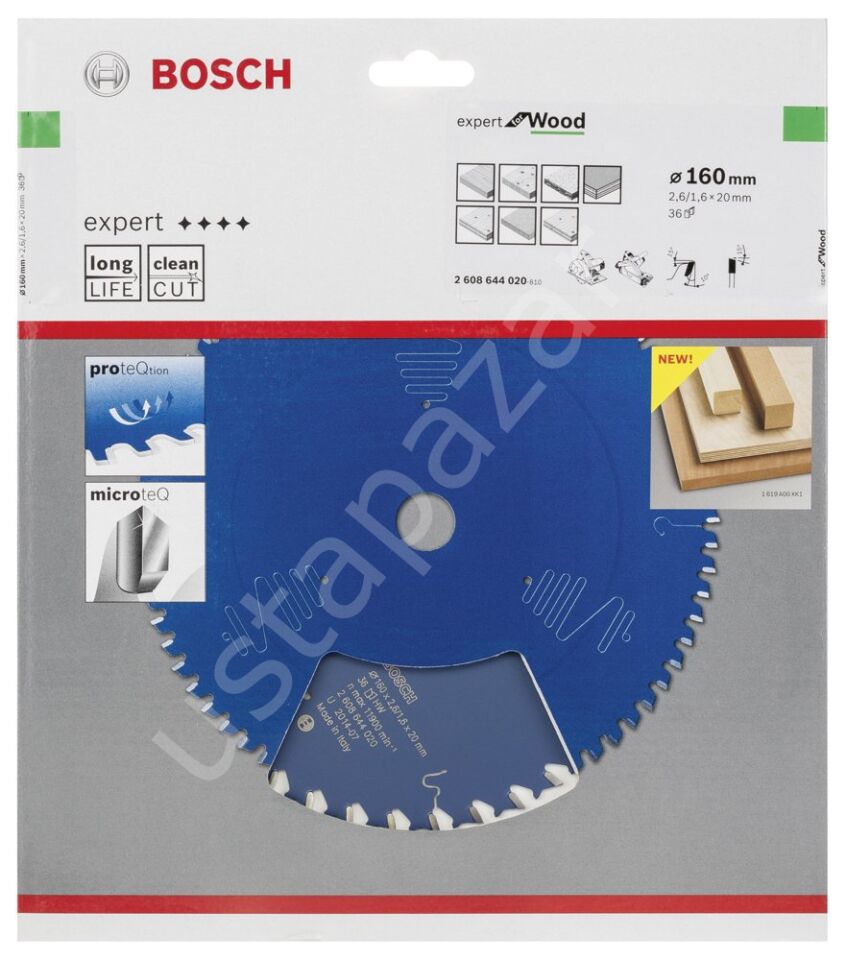 Bosch - Expert Serisi Ahşap için Daire Testere Bıçağı 160*20 mm 36 Diş 2608644020