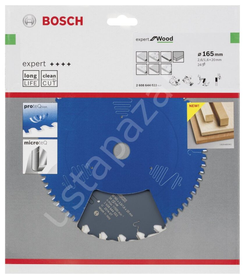 Bosch - Expert Serisi Ahşap için Daire Testere Bıçağı 165*20 mm 24 Diş 2608644022