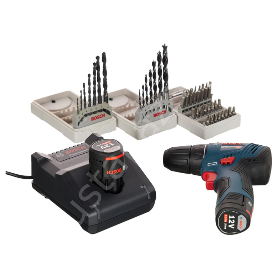 Bosch Professional GSR 12V-30 + 39Parça Vidalama Seti Akülü Delme Vidalama Makinesi 06019G9001