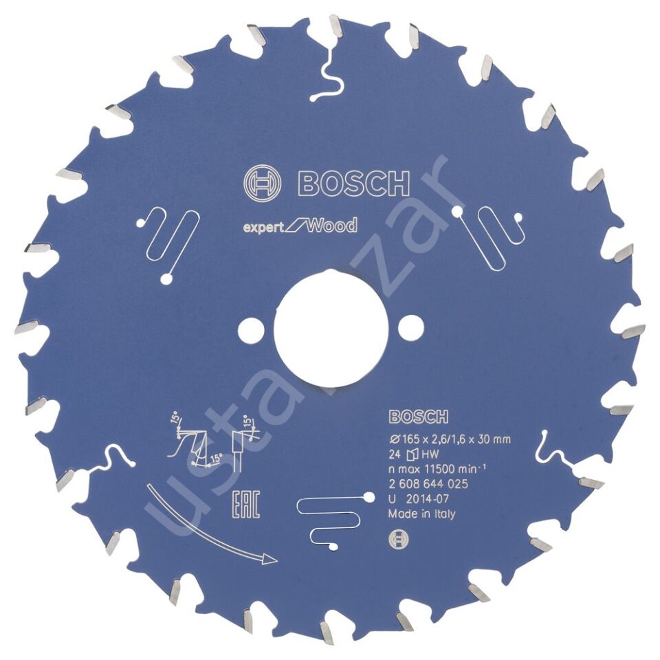 Bosch - Expert Serisi Ahşap için Daire Testere Bıçağı 165*30 mm 24 Diş 2608644025