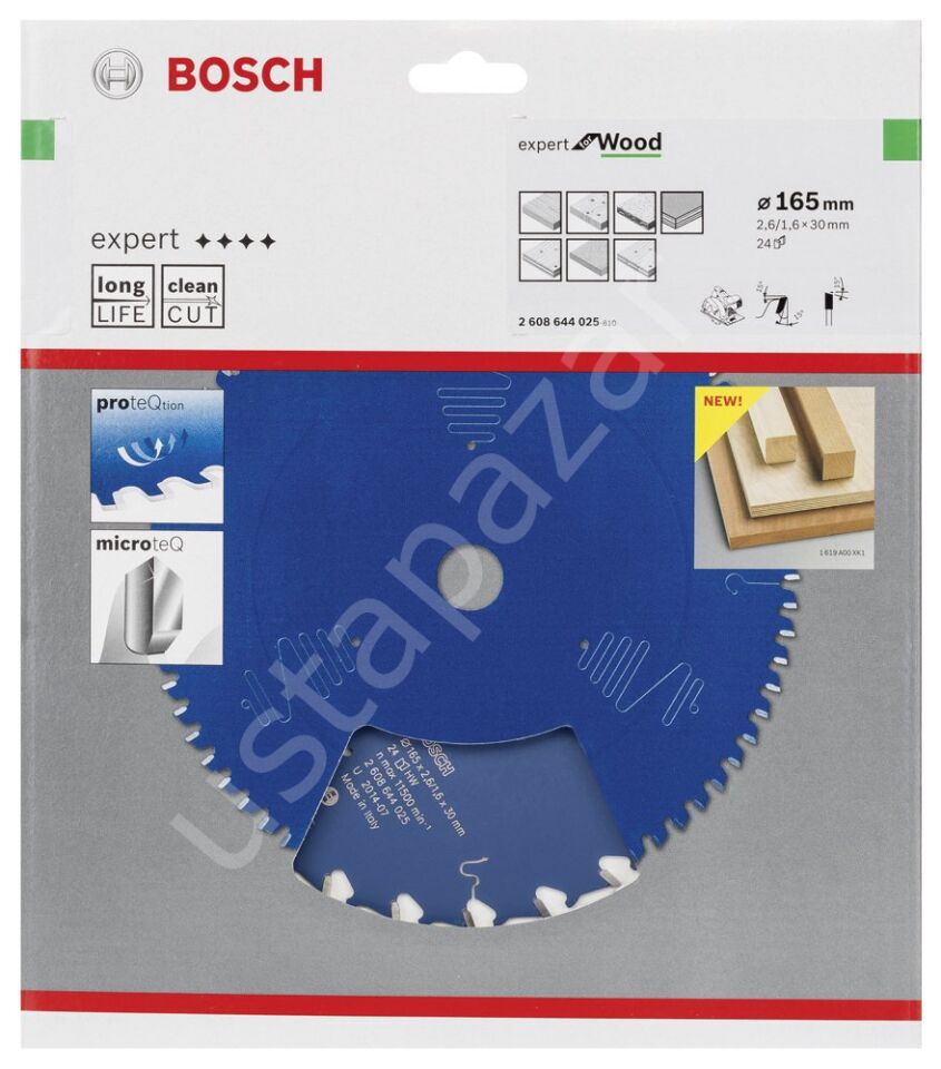 Bosch - Expert Serisi Ahşap için Daire Testere Bıçağı 165*30 mm 24 Diş 2608644025