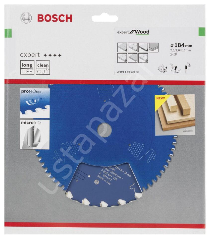 Bosch - Expert Serisi Ahşap için Daire Testere Bıçağı 184*16 mm 24 Diş 2608644035