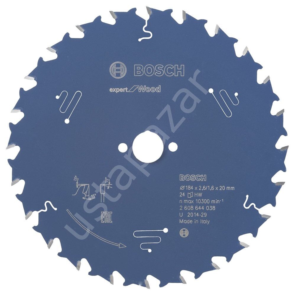 Bosch - Expert Serisi Ahşap için Daire Testere Bıçağı 184*20 mm 24 Diş 2608644038