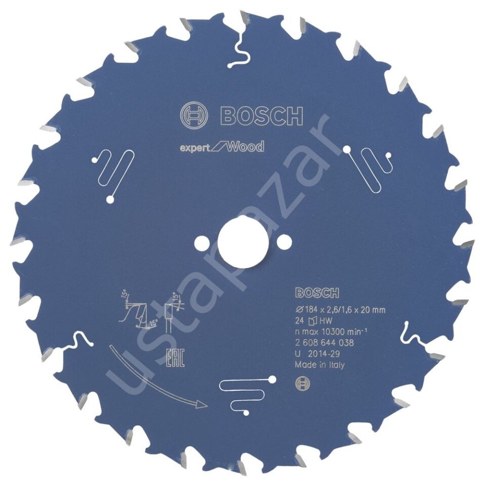 Bosch - Expert Serisi Ahşap için Daire Testere Bıçağı 184*20 mm 24 Diş 2608644038