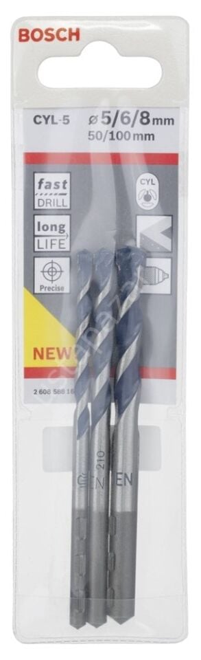 Bosch - cyl-5 Serisi, Blue Granite Turbo Beton Matkap Ucu 3'lü 5-6-8 mm 2608588164