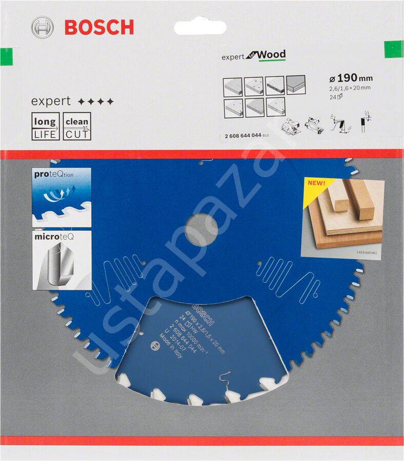 Bosch - Expert Serisi Ahşap için Daire Testere Bıçağı 190*20 mm 24 Diş 2608644044