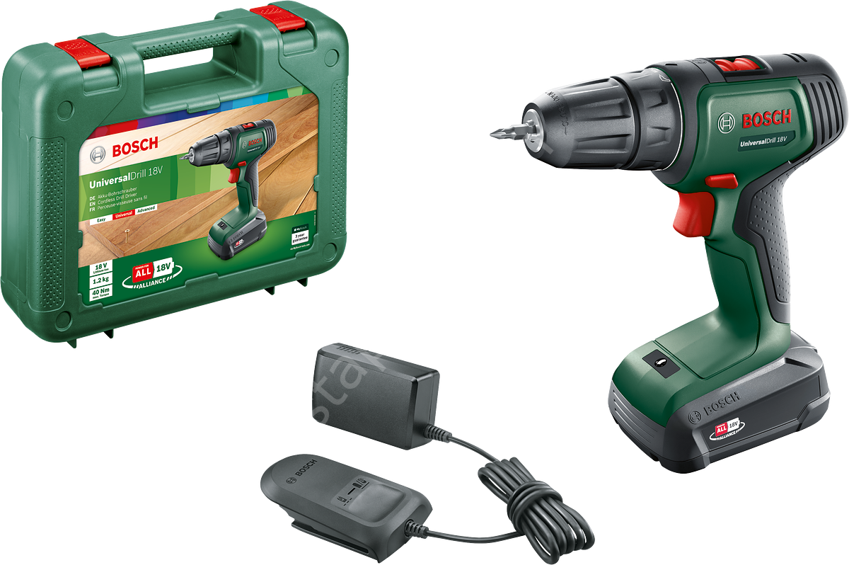 Bosch UniversalDrill 18 Tek Akülü Delme Vidalama Makinesi (1 x 1,5Ah) 06039D4001