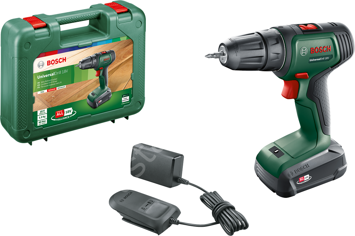 Bosch UniversalDrill 18 Tek Akülü Delme Vidalama Makinesi (1 x 1,5Ah) 06039D4001
