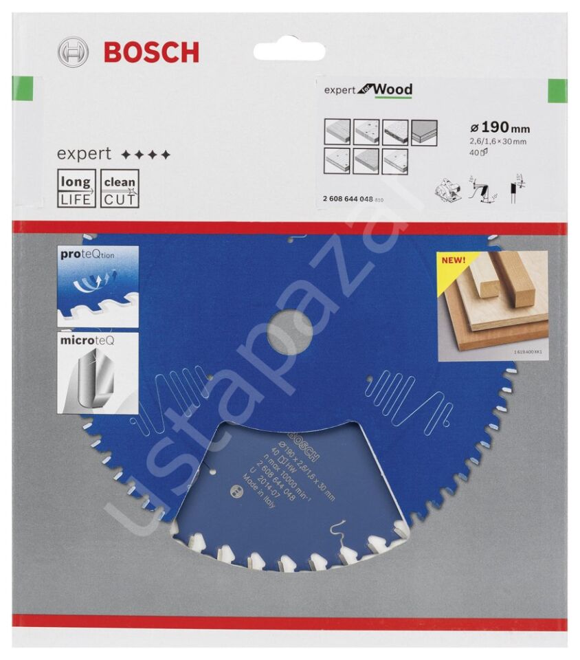 Bosch - Expert Serisi Ahşap için Daire Testere Bıçağı 190*30 mm 40 Diş 2608644048