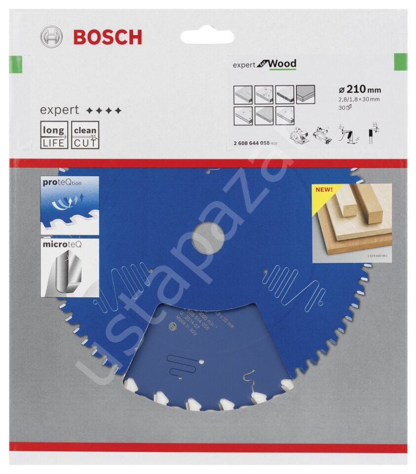 Bosch - Expert Serisi Ahşap için Daire Testere Bıçağı 210*30 mm 30 Diş 2608644058