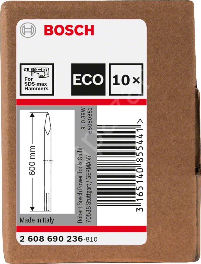 Bosch - SDS-Max Şaftlı Sivri Keski 600 mm 10'lu EKO 2608690236