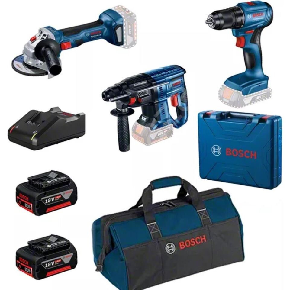 Bosch Professional Gsr 185-LI + Gws 180-LI + Gbh 180-LI 2X4.0AH Akülü Kombo Kit -0615990N1Y