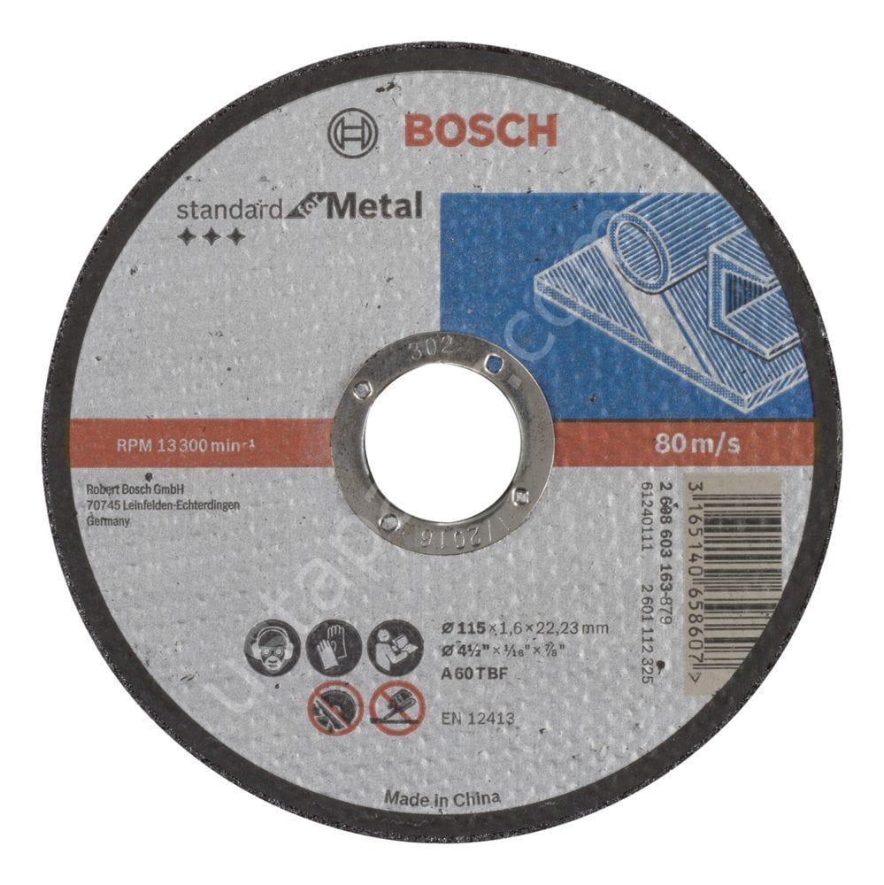 Bosch - 115*1,6 mm Standard Seri Düz Metal Kesme Diski (Taş) 2608603163