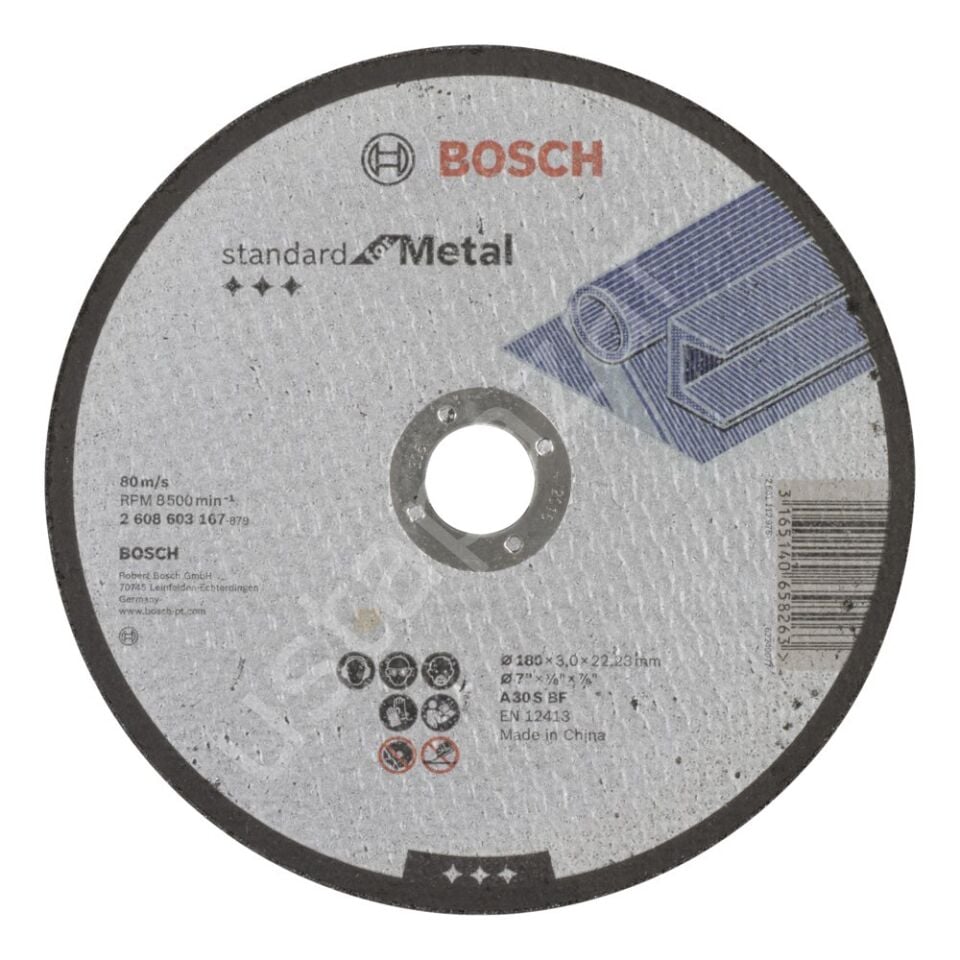 Bosch - 180*3,0 mm Standard Seri Düz Metal Kesme Diski (Taş) 2608603167