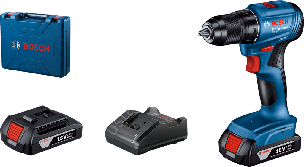Bosch Professional GSR 185 LI Akülü Delme Vidalama Mak. 2 x 2.0 Ah; Case 06019K3000