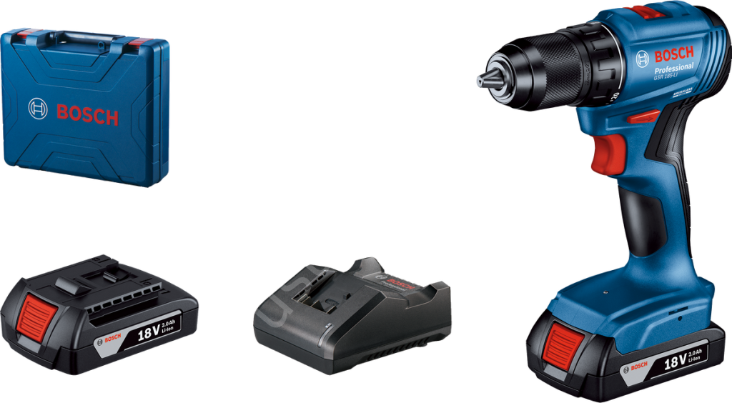 Bosch Professional GSR 185 LI Akülü Delme Vidalama Mak. 2 x 2.0 Ah; Case 06019K3000