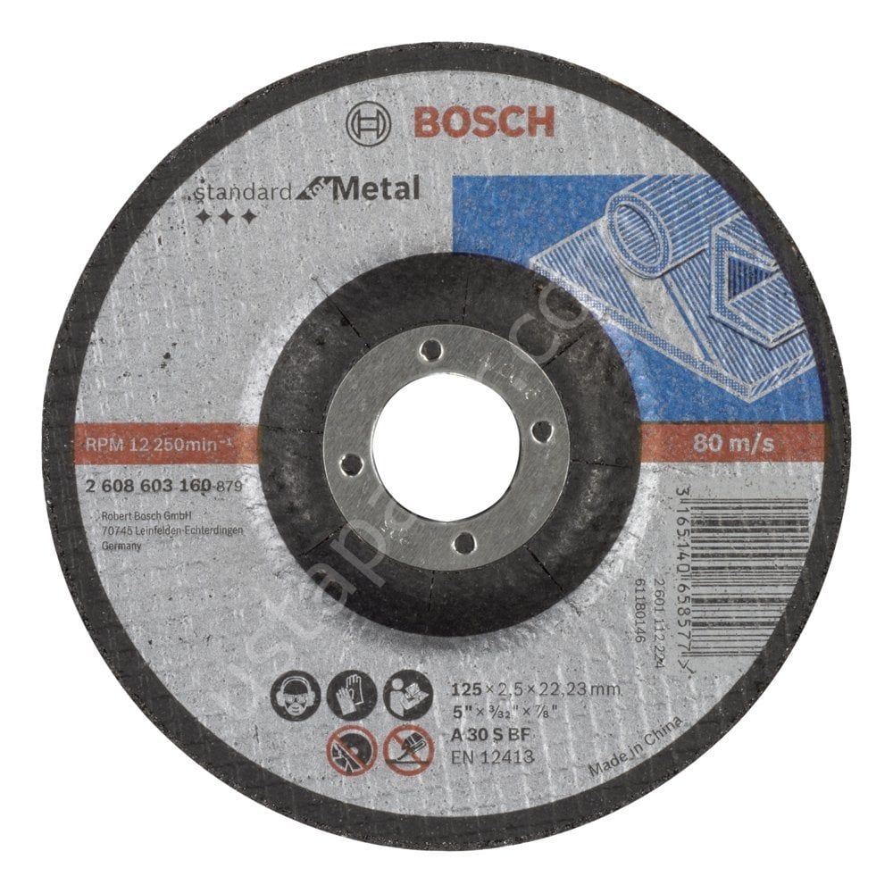 Bosch - 125*2,5 mm Standard Seri Bombeli Metal Kesme Diski (Taş) 2608603160