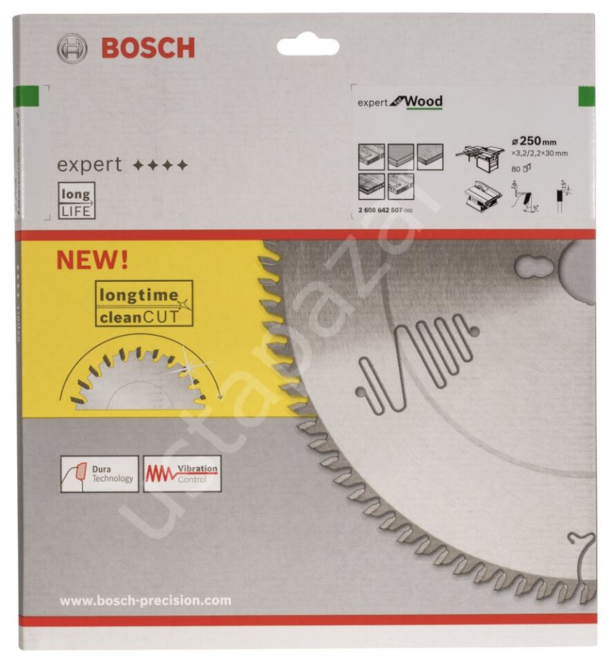 Bosch - Expert Serisi Ahşap için Daire Testere Bıçağı 250*30 mm 80 Diş 2608642507