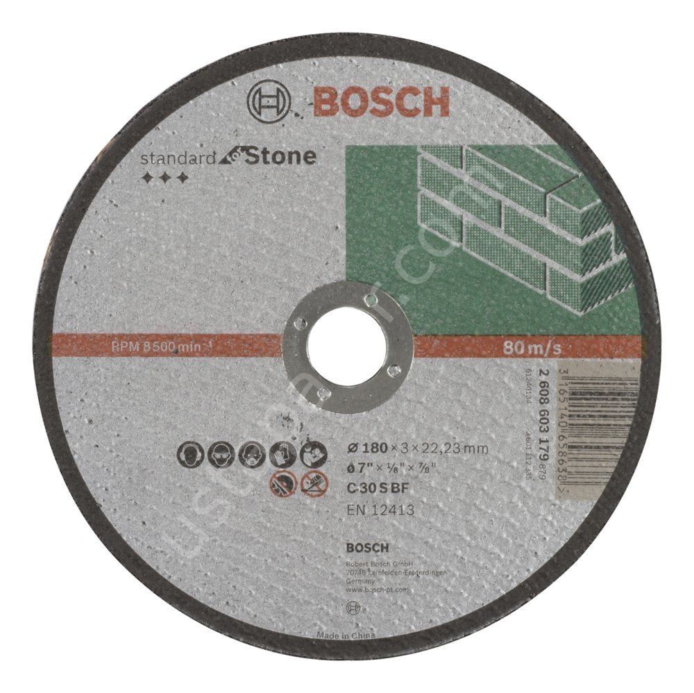 Bosch - 180*3,0 mm Standard Seri Düz Taş Kesme Diski (Taş) 2608603179
