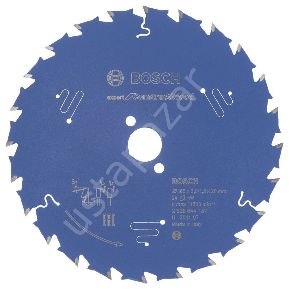 Bosch - Expert Serisi İnşaat Ahşabı için Daire Testere Bıçağı 165*20 mm 24 Diş 2608644137