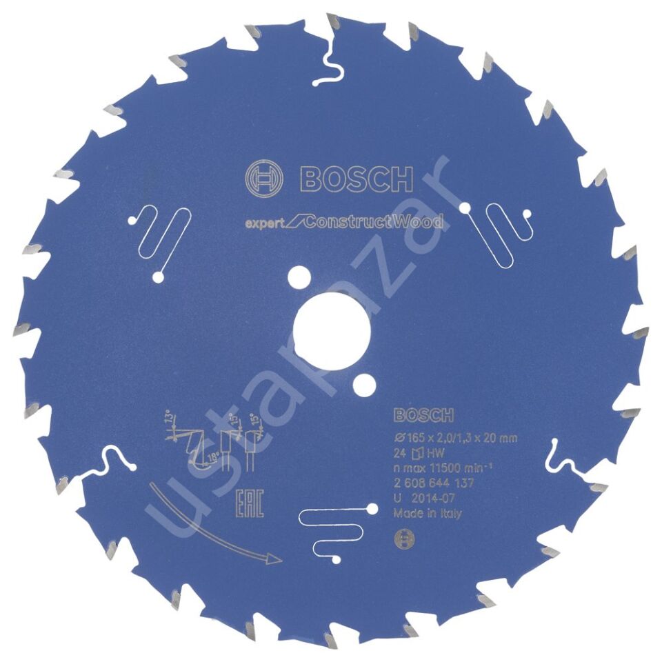 Bosch - Expert Serisi İnşaat Ahşabı için Daire Testere Bıçağı 165*20 mm 24 Diş 2608644137