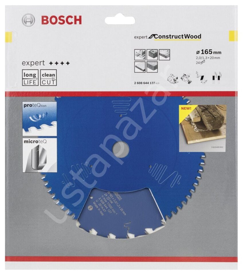 Bosch - Expert Serisi İnşaat Ahşabı için Daire Testere Bıçağı 165*20 mm 24 Diş 2608644137