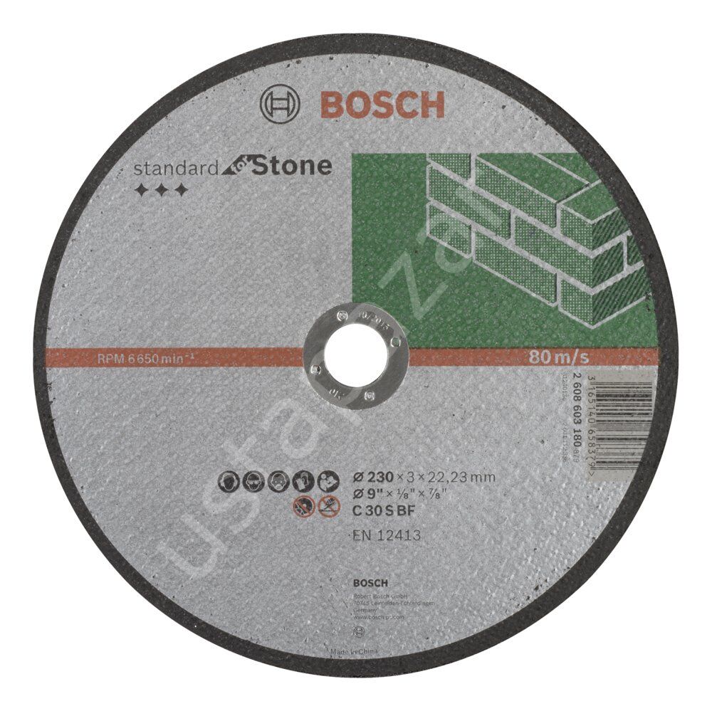 Bosch - 230*3,0 mm Standard Seri Düz Taş Kesme Diski (Taş) 2608603180